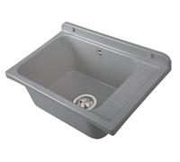 Negrari Spot mural en polypropylène avec piquet en métal, résistant aux intempéries, kit de fixation et kit de vidange inclus, extérieur et intérieur, 58 x 38 x 21 cm, gris