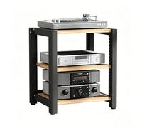 NEHCFO Étagère HiFi avec roulettes pour Tourne-Disque, Support Audio Réglable, Rack Multimédia pour Salon, Gestion de Câbles, Structure Robuste(Natural,3-Tier)