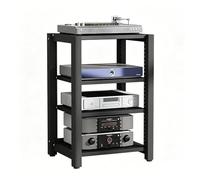 NEHCFO Étagère HiFi avec roulettes pour Tourne-Disque, Support Audio Réglable, Rack Multimédia pour Salon, Gestion de Câbles, Structure Robuste(Black,4-Tier)