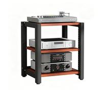 NEHCFO Étagère HiFi avec roulettes pour Tourne-Disque, Support Audio Réglable, Rack Multimédia pour Salon, Gestion de Câbles, Structure Robuste(Brown,3-Tier)