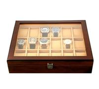 NEHHDC Rangement Montre Boite Montre Boîte De Montre en Bois 18 Pièces avec Couvercle Supérieur en Verre Transparent, Boîte De Rangement Verrouillable for Bijoux Support Montre Boite a Montre