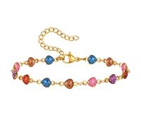 NEHZUS Bracelet à breloques coloré en émail pour femme - Réglable - Fleurs - Cœur - Papillon - Style rétro vintage - Bijou délicat - Cadeau, 20, Acier inoxydable, Pas de gemme No Gemstone