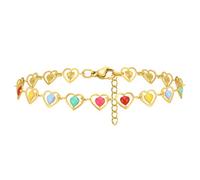 NEHZUS Bracelet à breloques coloré en émail pour femme - Réglable - Fleurs - Cœur - Papillon - Style rétro vintage - Bijou délicat - Cadeau, 20, Acier inoxydable, Pas de gemme No Gemstone