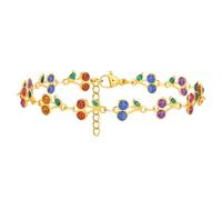 NEHZUS Bracelet à breloques coloré en émail pour femme - Réglable - Fleurs - Cœur - Papillon - Style rétro vintage - Bijou délicat - Cadeau, 20, Acier inoxydable, Pas de gemme No Gemstone