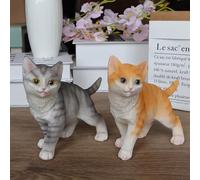 NEIDE Statuette décorative en forme de petit chat debout (orange)