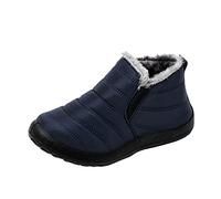 Neige Femme Imperméable Courte Hiver Velvet Bottes Neige Eau Plates Chaudes Bottes Femme Pouce Fille 33, Bleu 1, 42 EU