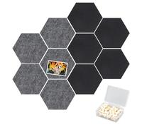 Neikafan 10 Pièces Tableau Liege Mural Feutre Panneau de Liège en Feutre Hexagonal Noir Gris Tableau D'affichage Autocollants avec 35 Épingles pour La Maison Bureau Classe Décor de Mur