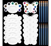 Neikafan 12 Pièces Palette Peinture+10 Pinceaux Palette Peinture Plastique Palettes de Peinture Set pour Aquarelle,Gouache,Acrylique,Peinture à l'huile pour La Peinture d'art DIY