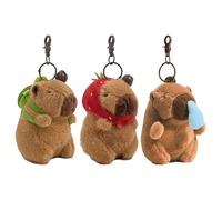 Neikafan 3 Pièces Porte Cles Kawaii Capybara en Peluche Jouet Capybara Keychain, Porte-clés Kawaii Capybara Keychain en Peluche pour les Enfants Porte-clés en Peluche Capybara
