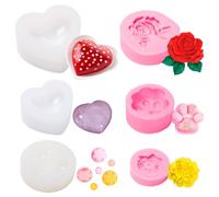 Neikafan 6 Pièces Moule Silicone 3D Grande Taille Rose Fleur Coeur pour Résine Epoxy, Bougie, Fondant, Chocolat, Savon, Gâteaux, Bonbons, Pâtisserie, Dessert