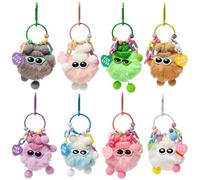 Neikafan 8 Pcs Porte Clés en Peluche Pompon Porte-clés | Animaux Mignons Porte Clés Cadeau pour Madame et Hommess Porte Clef d'pompon Peluche Monstre Porte-clé Pompon