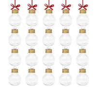 Neikafan Boules de Noel à Garnir 20 Pièces Boule Plastique Ouverte à Remplir Bouteilles de Noël Transparentes Boule avec Ruban Rouge Satin Fin pour Noël, Mariages, Anniversaires, Fêtes