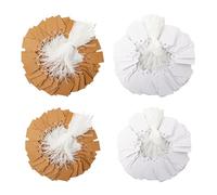 Neikafan Etiquettes Carton avec Ficelle 200 Pièces Etiquette Cadeau Noel Kraft Étiquettes Marron et Blanches pour Cadeaux de Mariage, Noël, Fête, Décoration Etiquette Cadeau Papier Kraft