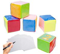 Neikafan Lot de 4 dés en mousse géante de 10 cm avec poche d'insertion en caoutchouc mousse avec 48 cartes vides et 1 crayon pour jardin d'enfants, préscolaire, école, apprentissage précoce