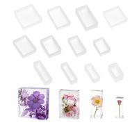 Neikafan Moule Silicone Resine Epoxy Motif Rectangle 12 Pieces | Carré Moule Silicone Rectangulaire Résine époxy pour Fabrication de Bougies, Savon, Présentoir, DIY Bricolage et Bijoux