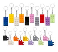 Neikafan Porte Clef Brique 20 Pièces Cœur Keychain Brique Porte Cles de Construction pour Anniversaire, Garnitures de Sacs de Fête, Récompenses, Articles de Fête, Pendentif, Cadeaux de Décoration