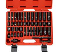 Neiko 02440A Jeu de douilles à choc 3/8" en acier CR-V, SAE et métrique | Assortiment de 44 pièces Master