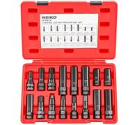 Neiko 02457A Jeu de clés d'écrous de roue, kit d'outils de démontage de verrouillage de roue pour clés de pneu de roue de rechange et d'usine, douilles SAE et métriques, 16 pièces