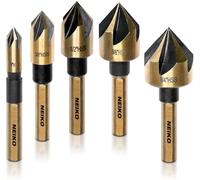 NEIKO 10218A Lot de 5 forets coniques pour bois et métal, tige tri-plate de 6,35 mm, 5 pièces, M2 en acier rapide