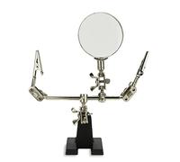 Neiko 7521 Coup de main avec loupe - Soldering workstation - Fer à souder - 2 pinces crocodile, 2 pinces à ressort alligator, rétroviseur - 2x loupe - Base fonte - 2-1/5,1 cm - 2 canaux - Modèle 01902
