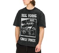 Neil Singer Young Chemises Le T-shirt essentiel The White Stencil T-shirt graphique fantaisie noir col rond en coton délavé rétro à manches courtes pour hommes fans de musique cadeau Medium