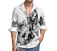 Neil T-shirt d'été avec poche pour homme - Noir - Design cool - Logo imprimé graphique - Col rond - Manches longues - Décontracté - Pour les fans de chanteurs, Style, 4XL
