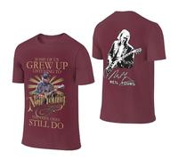 Neil T-shirt d'été en coton pour homme - Noir - Design cool - Logo imprimé graphique - Col rond - Manches courtes - Décontracté - Pour les fans de chanteurs, bordeaux, 4XL