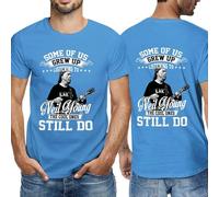Neil T-shirt d'été en coton pour homme - Noir - Design cool - Logo imprimé graphique - Col rond - Manches courtes - Décontracté - Pour les fans de chanteurs, Bleu moyen, L
