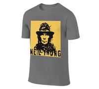 Neil T-shirt d'été en coton pour homme - Noir - Design cool - Logo imprimé graphique - Col rond - Manches courtes - Décontracté - Pour les fans de chanteurs, Deep Heather, 5XL