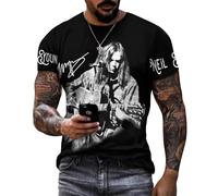 Neil T-shirt d'été en coton pour homme - Noir - Design cool - Logo imprimé graphique - Col rond - Manches courtes - Décontracté - Pour les fans de chanteurs, Style, M