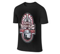 Neil T-shirt d'été en coton pour homme - Noir - Design cool - Logo imprimé graphique - Col rond - Manches courtes - Décontracté - Pour les fans de chanteurs, Noir , M