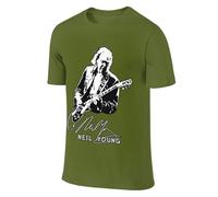 Neil T-shirt d'été en coton pour homme - Noir - Design cool - Logo imprimé graphique - Col rond - Manches courtes - Décontracté - Pour les fans de chanteurs, Kaki, XXL