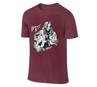 Neil T-shirt d'été en coton pour homme - Noir - Design cool - Logo imprimé graphique - Col rond - Manches courtes - Décontracté - Pour les fans de chanteurs, bordeaux, XL