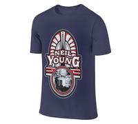 Neil T-shirt d'été en coton pour homme - Noir - Design cool - Logo imprimé graphique - Col rond - Manches courtes - Décontracté - Pour les fans de chanteurs, bleu marine, 4XL
