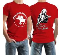 Neil T-shirt d'été en coton pour homme - Noir - Design cool - Logo imprimé graphique - Col rond - Manches courtes - Décontracté - Pour les fans de chanteurs, Style rouge, 5XL