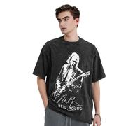 Neil T-shirt d'été vintage en coton pour homme - Noir - Design cool - Logo imprimé graphique - Col rond - Manches courtes - Décontracté - Pour les fans de chanteurs, Noir , M