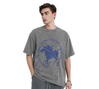 Neil T-shirt d'été vintage en coton pour homme - Noir - Design cool - Logo imprimé graphique - Col rond - Manches courtes - Décontracté - Pour les fans de chanteurs, gris, M