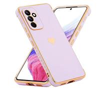 NEINEI Antichoc Coque pour Samsung Galaxy A14 5G/4G,Etui de Très Mince Placage TPU,Housse de Élégant Modèle de Coeur Conception Miroir Silicone Brillant Cover Case,Violet