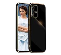 NEINEI Antichoc Coque pour Vivo V23 5G,Etui de Très Mince Placage TPU,Housse de Élégant Conception Simple Miroir Silicone Brillant Cover Case,Noir