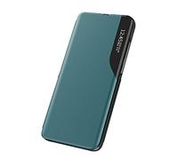 NEINEI Antichoc Coque pour Xiaomi Mi 11 Lite,Étui Housse en Cuir à Rabat avec Clear Afficher Fenêtre,Smart Wake-up,Fonction Support Mirror Flip Case Cover,Vert