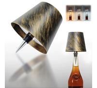 Neioaas Lampe de bouteille de vin sans fil, rechargeable, 3 couleurs à intensité variable, bronze