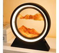 Neioaas Lampe de table 3D en forme de sablier rotatif à 360°, décoration de sablier fluide, lampe de sable mouvant 3D pour adulte, enfant, décoration de bureau (jaune, 25,4 cm