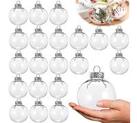 Neioaas Lot de 20 Boules décoratives en Plastique Transparent à remplir pour Noël, Halloween, Anniversaire, Mariage, Loisirs créatifs (60 mm)