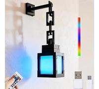Neioaas Pixelated Lanterne de nuit - 16 couleurs changeantes à suspendre, lampe LED rechargeable pour décoration murale et de table pour garçons, filles et adultes, décoration de salle de jeux et de