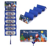 Neioaas Porte-billets de Noël pour cartes-cadeaux de Noël, porte-monnaie surprise de Noël avec 10 emplacements, organiseur de cadeaux festifs avec pompon, pour fête de Noël, fournitures de cartes de