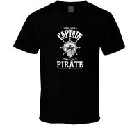 NEIOASVML Like A Pirate Work Like A Captain Party Black White Tshirt Men's Shipping Black