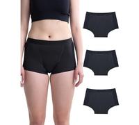 Neione Culotte Menstruelle Flux Tres Abondant Boxer Femme Coton Taille Haute pour Règle Équivalent 4 Tampons Shorty Menstruel Lot de 3 Noir XL