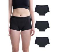 Neione Culotte Menstruelle Flux Tres Abondant Boxer Femme Coton Taille Haute pour Règle Grande Taille Équivalent 4 Tampons Lot de 3 Noir 3XL