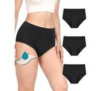 Neione Culotte Menstruelle Flux Tres Abondant Slip Femme Coton Taille Haute pour Règle 4 Tampons Lot de 3 Noir XXL