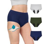 Neione Culotte Menstruelle Flux Tres Abondant Slip Femme Coton Taille Haute pour Règle 5 Tampons Lot de 3 Canvas L